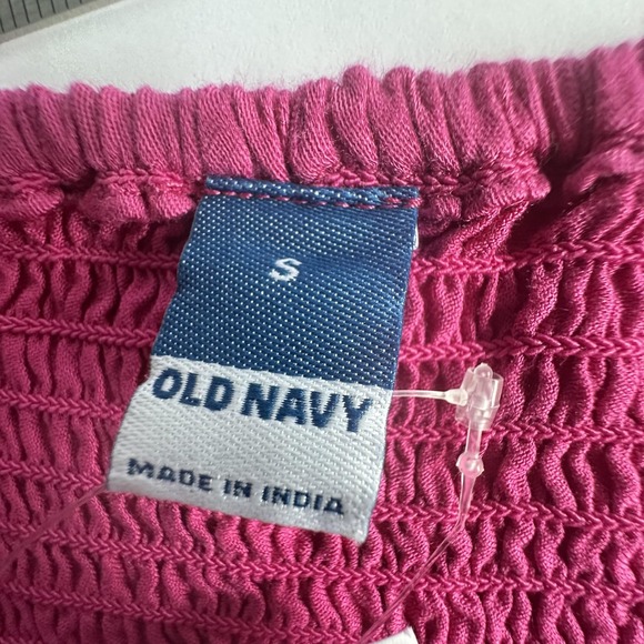 Old Navy Slip Maxi Dress S Raspberry Tart Pink Satin Smocked Side Slit Fairy NWT - Picture 7 of 16